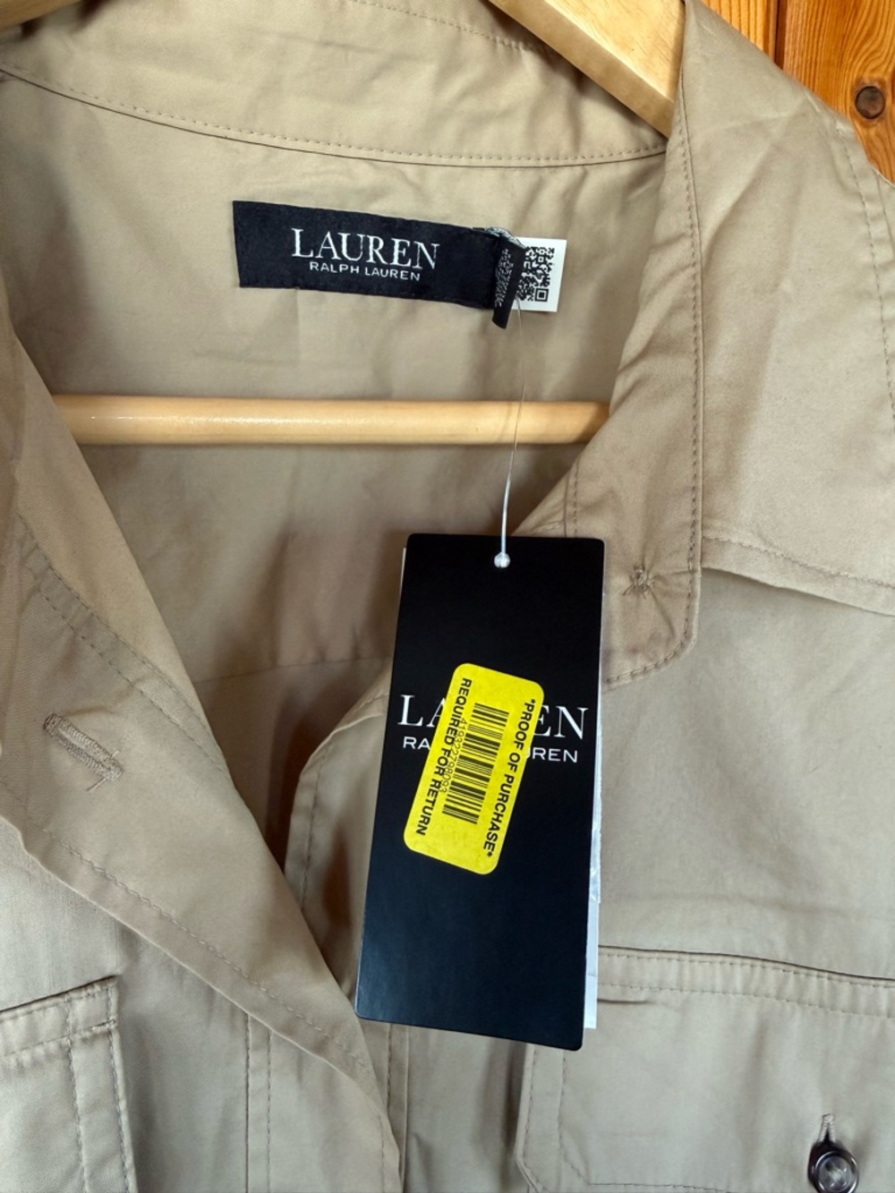 Lauren Ralph Lauren size 14 Beige Midi Shirt Dress with Brown Belt - Picture 3 of 4